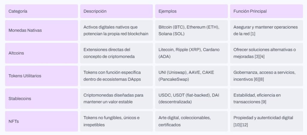 diferentes criptoactivos